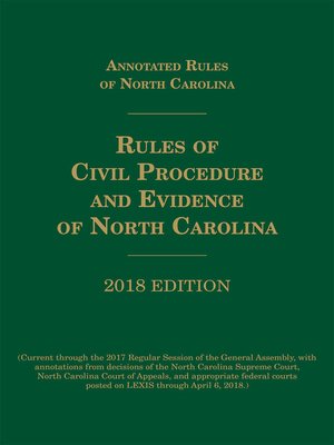 cover image of North Carolina Rules of Civil Procedure and Evidence